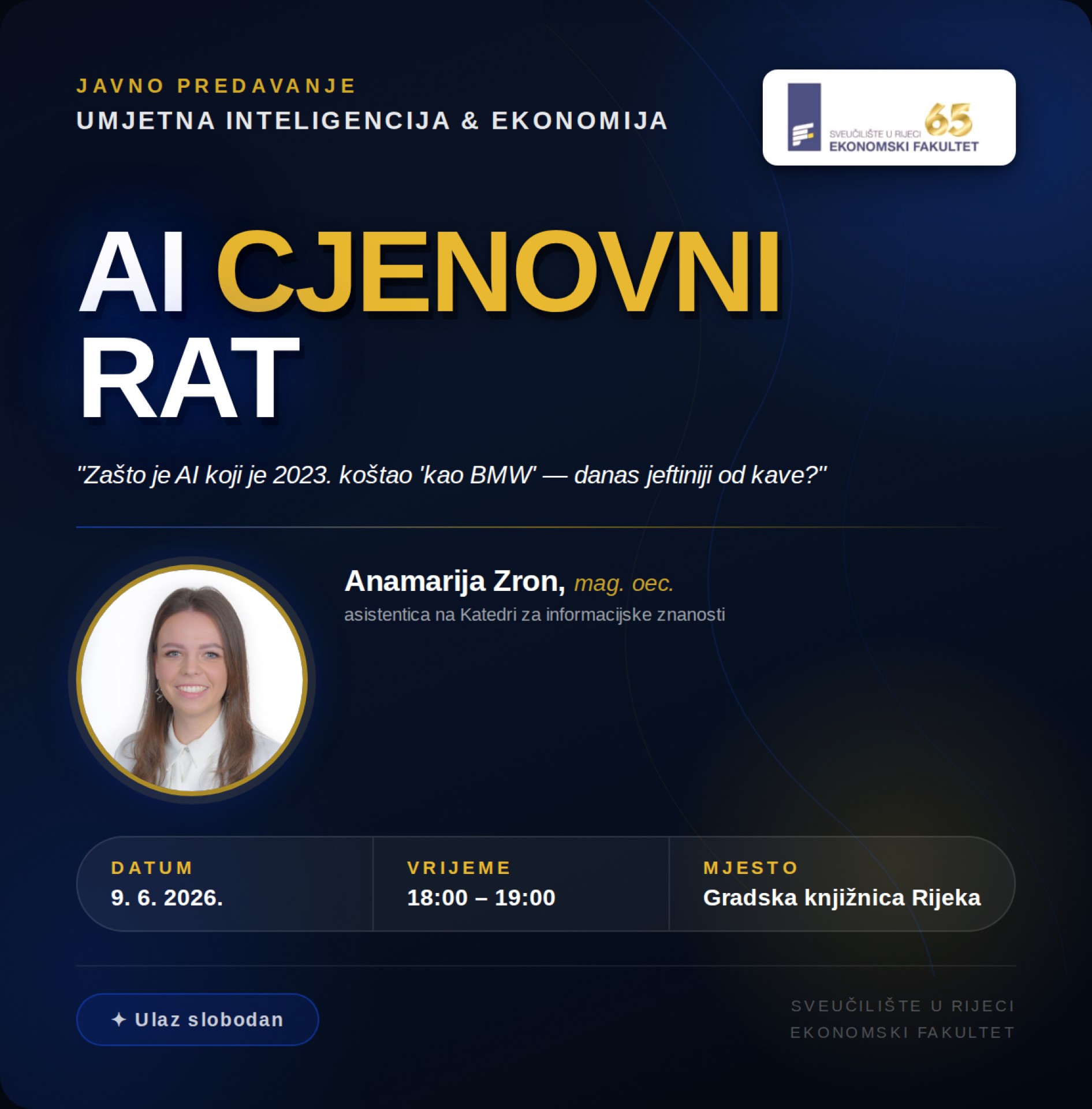„AI Cjenovni Rat” – predavanje Anamarije Zron u GKR